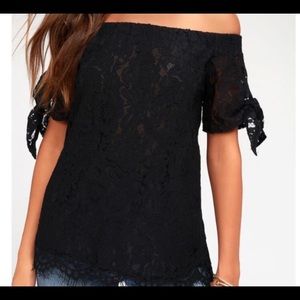 Lulus off the shoulder lace top